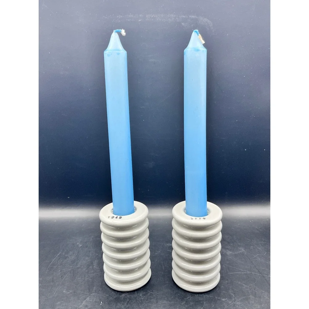2 VTG Porcelain Insulators Retro Candle Holders 3.25